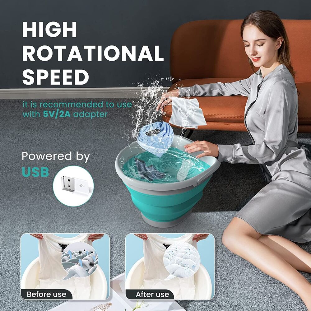 Portable Washing Machine, Mini Washing Machine with 10L Foldable Laundry Bucket - Picture 4 of 6